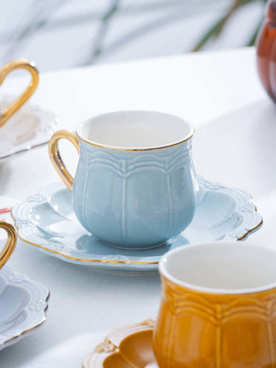 SteweHome Set Of Multicolour Porcelain Coffee Cups 90ml 6 Pieces