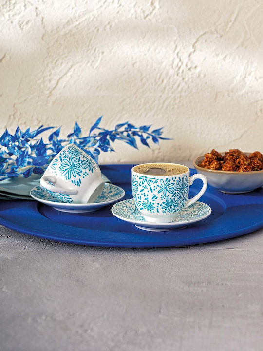SteweHome Set Coffee Cups Made of Blue Porcelain 90ml 2 Pieces