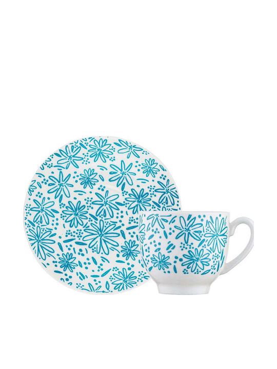 SteweHome Set Coffee Cups Made of Blue Porcelain 90ml 2 Pieces