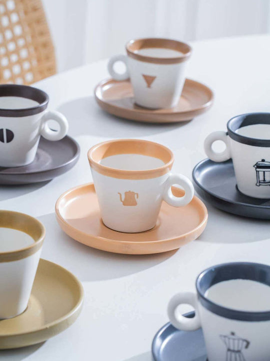 SteweHome Set Coffee Cups Made of Multicolour Porcelain 100ml 6 Pieces