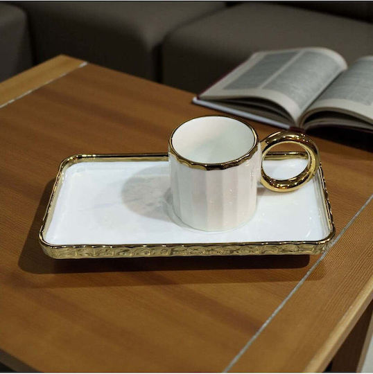 SteweHome SteweHome Set Tassen Kaffee aus Porzellan Gold 75ml 6 Stück