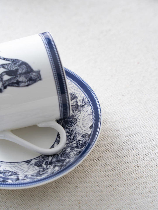 SteweHome Set of Blue Porcelain Coffee Cups 90ml 6 Pieces