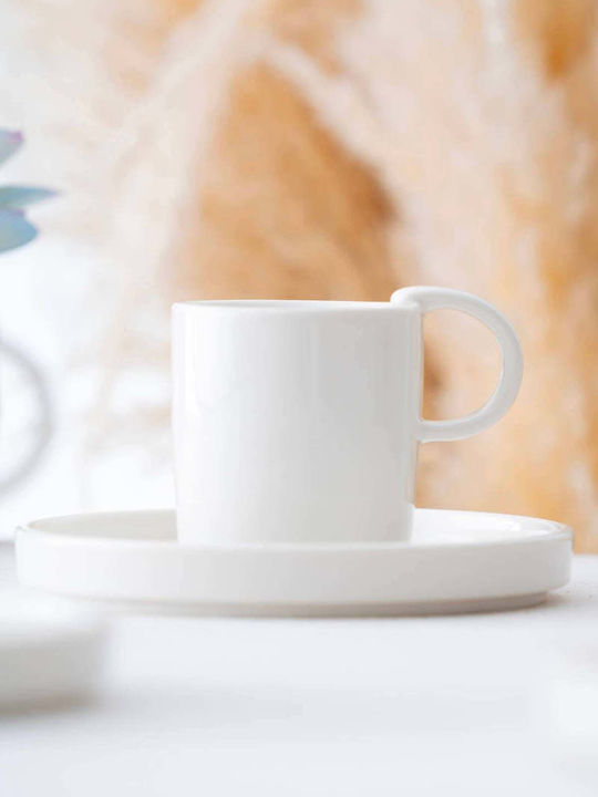 SteweHome Σετ Φλιτζάνια Καφέ από Πορσελάνη Λευκά 90ml 6τμχ