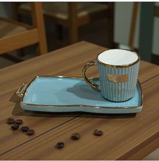 SteweHome SteweHome Set Tassen Kaffee aus Porzellan Gold 75ml 6 Stück