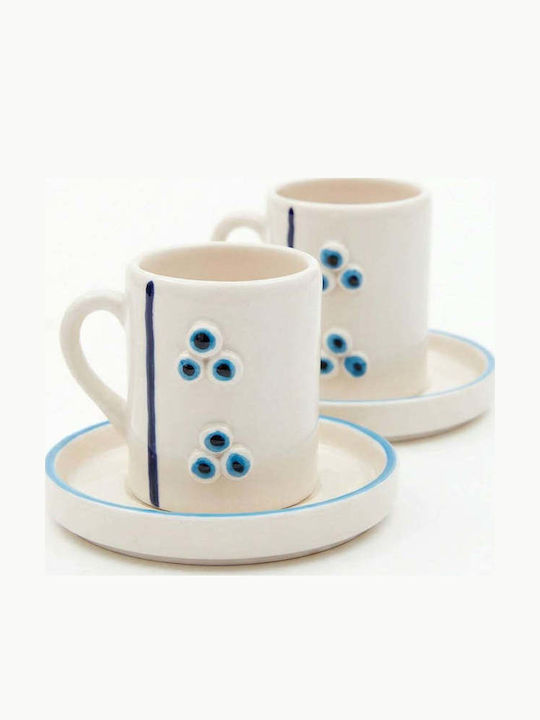 SteweHome Комплект Кафяви Керамични Многоцветни Чаши 80ml 4 Бройки