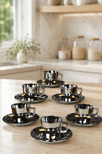 SteweHome Set Tassen Kaffee Glas Silber 12 Stück