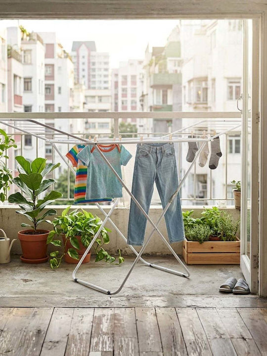 SteweHome Folding Floor Clothes Drying Rack Made of Metal with 18m Hanging Length