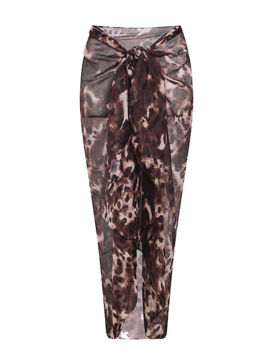 Celestino Women's Brown Leopard Viscose Pareo