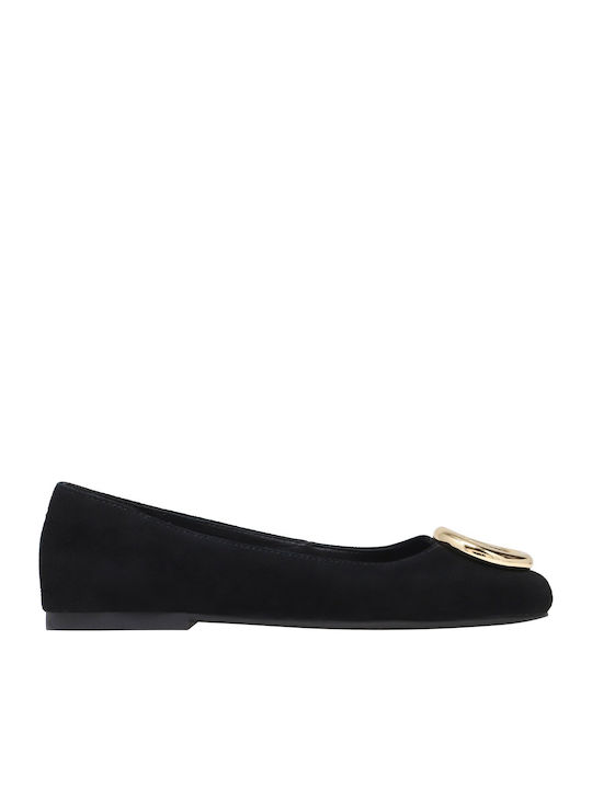 Suede Pointy Ballerinas Black