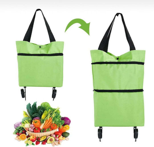 Stoff Einkaufswagen Klappbar Grüner 48x34x75cm