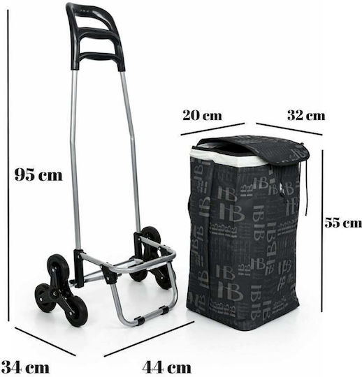Metallic Shopping Trolley Foldable Brown 95x34x44cm