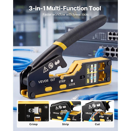 Vevor Network Crimping Pliers RJ12 RJ11 RJ45 with Stripper