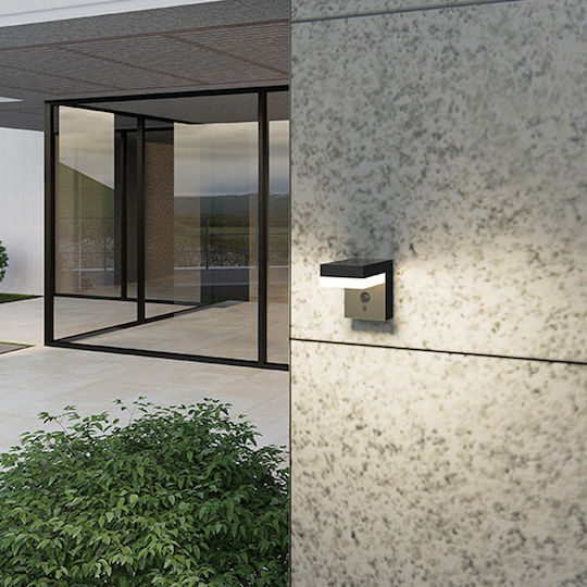123led Wall Mounted Solar Light 1000lm Warm White 3000K with Motion Sensor and Photocell IP44