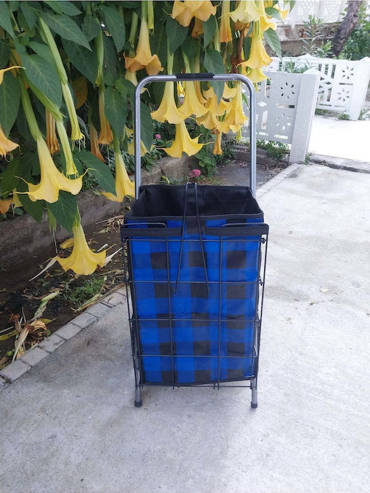 Stewehome Large Shopping Basket Thick Wire Thick Blue Bag 100x40x55 Cm