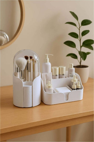 Stewehome Makeup Organizer Set Makeup Brush Organizer Plastic White