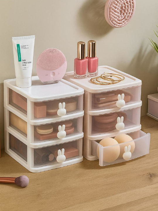 Stewehome Make-up Zubehör 3 Schübe 3 Fächer Kunststoff Weiß