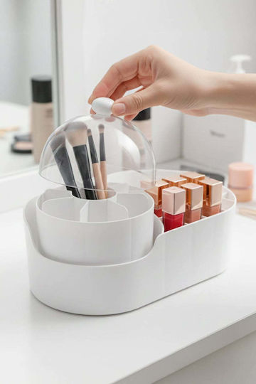 Stewehome Make-up Zubehör Deckel 21 Taschen Drehbare Bürsten-Tragekoffer Lippenstift-Organizer Weiß 13.5x25x20 cm