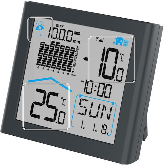 HAMA Rainy 00186420 Drahtlos Wetterstation Digital Wandmontiert / Tischplatte Schwarz