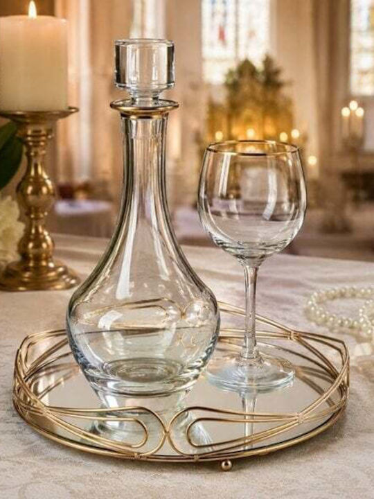 RCR Crystal Decanter 32cm with Stopper Gold 900ml