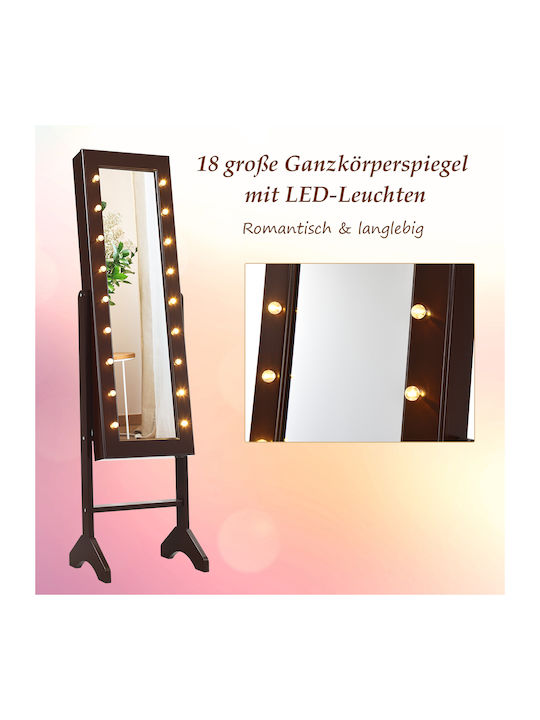 Costway Boden- oder Standspiegel mit Braune Holz Rahmen