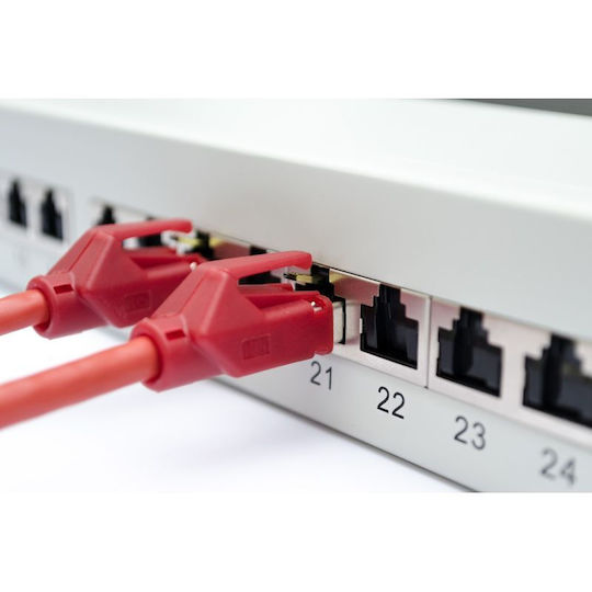 Digitus Пач Панел 19'' 24x RJ45 LSA Ниво Cat.6a Екраниран 1U Сив Кабелен Насочващ