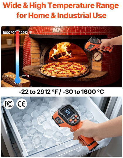 Vevor Infrared Thermometer for Temperatures up to 1600°C with Distance to Target Ratio 50:1
