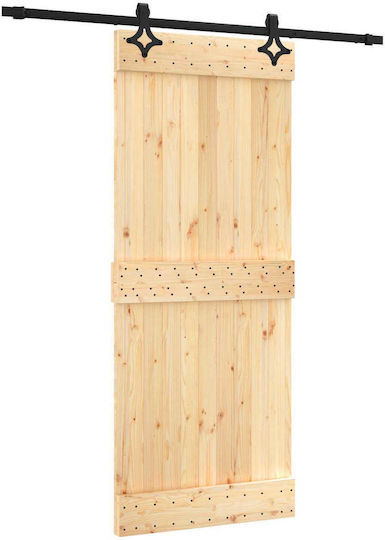 Vidaxl Συρόμενη Πόρτα Φυσικό Μαύρο 85 X 210 Cm