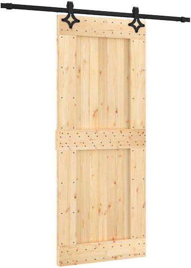 Vidaxl Συρόμενη Πόρτα Φυσικό Μαύρο 85 X 210 Cm