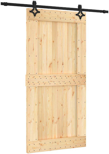 Vidaxl Συρόμενη Πόρτα Φυσικό Μαύρο 100 X 210 Cm
