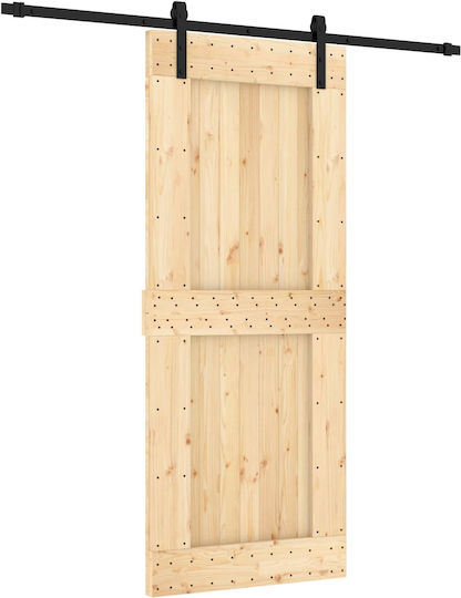 Vidaxl Συρόμενη Πόρτα Φυσικό Μαύρο 85 X 210 Cm
