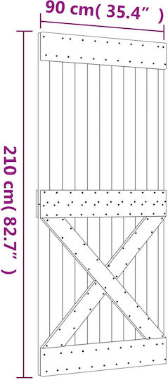 Vidaxl Συρόμενη Πόρτα Φυσικό Μαύρο 90 X 210 Cm