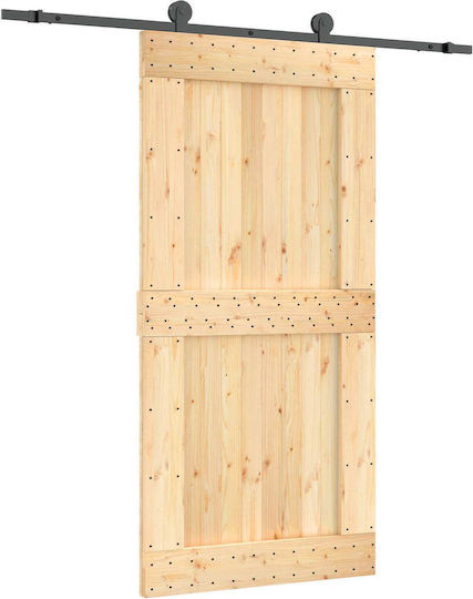 Vidaxl Συρόμενη Πόρτα Φυσικό Μαύρο 100 X 210 Cm