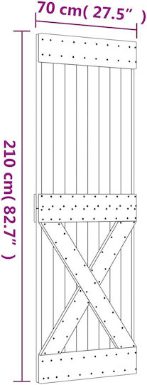 vidaxl Schiebetür Natürliches Schwarz 70 x 210 cm