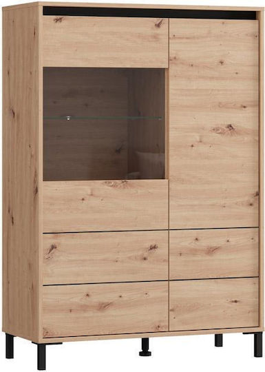 Marron 2k Vs1 135 Επιδαπέδια Βιτρίνα από MDF με Τζάμι & Φωτισμό Φυσικό 93x40x135cm