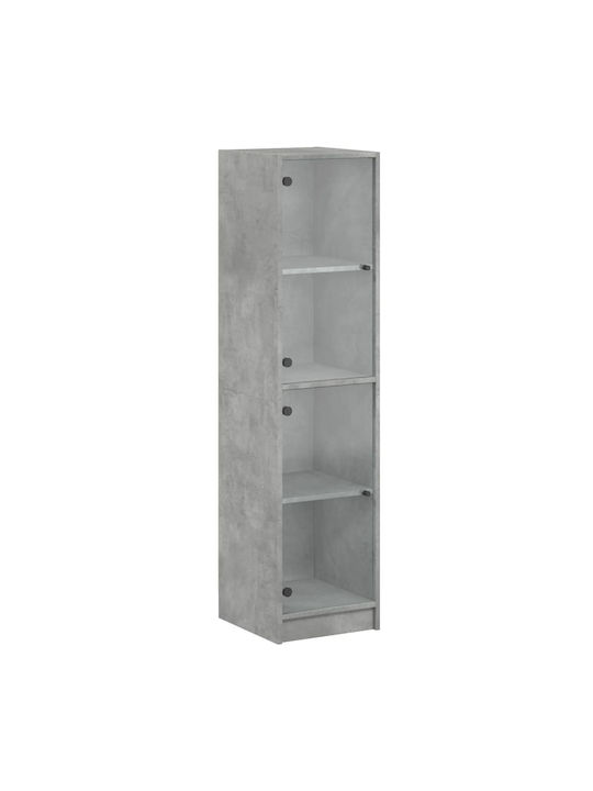 Floor-standing Living Room Display Cabinet made of Particleboard with Glass Grey 35x37x142cm
