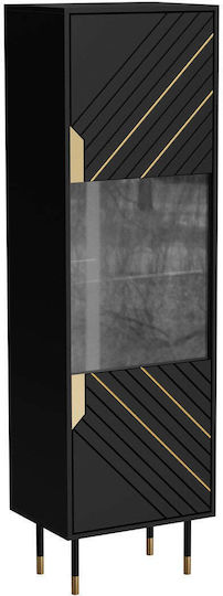 Mountain Boden-Vitrine aus Spanplatte mit Verglasung Schwarz 54x40x180cm