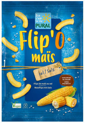 Pural Βιολογικά Γαριδάκια Flip'o από Καλαμπόκι Salted Χωρίς Γλουτένη 100gr