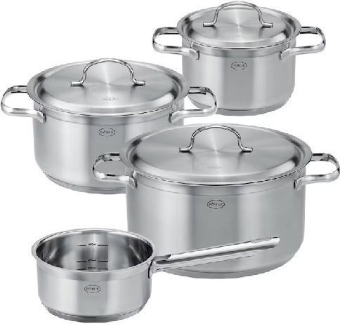Rosle Elegance Set De Vase De Gătit Din Oțel Inoxidabil Cu Acoperire Interioară Ceramică 4 Piese