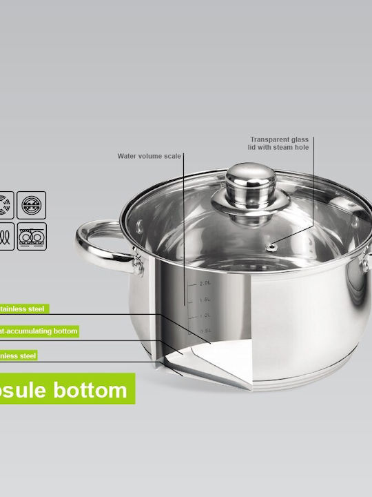 Maestro Pots Set of Stainless Steel with No Coating Silver 3pcs