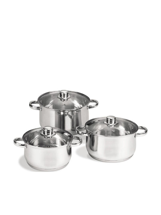 Maestro Pots Set of Stainless Steel with No Coating Silver 3pcs