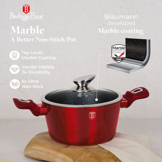 Berlinger Haus Metallic Line Kochgeschirr-Set aus Aluminium Burgundy Collection mit Steinbeschichtung 5 Teile