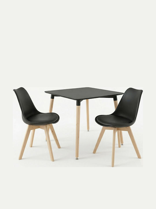 Gaston Kitchen Table with 2 Chairs 80x80cm