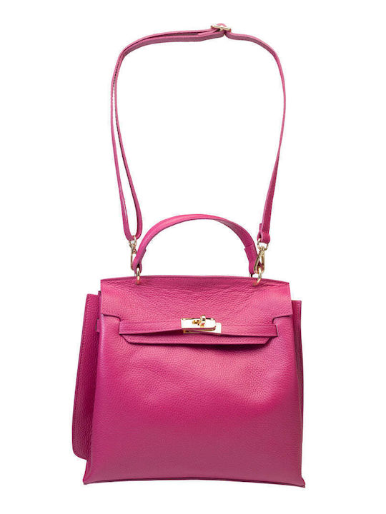 Geantă de Umar din Piele Fuchsia pentru Damă