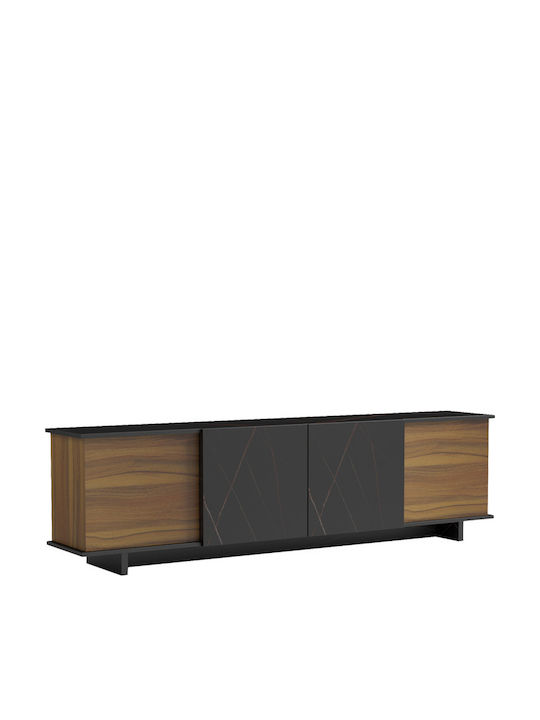 TV Stand Wooden Zafore Walnut-Black Marble L180xW33xH50cm