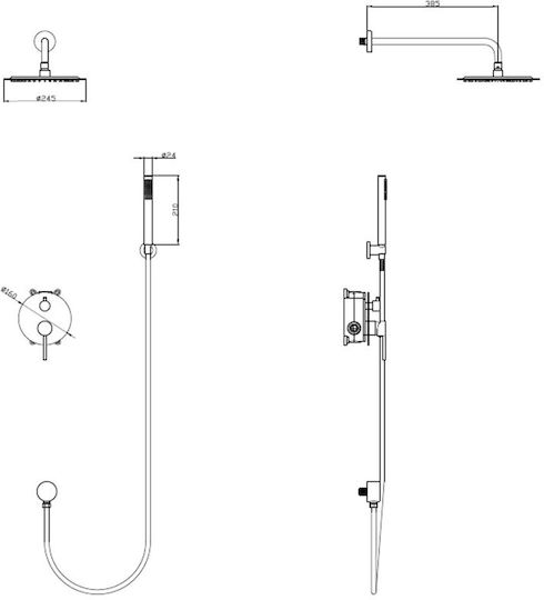 Sparke Built-in Mixer & Shower Head Set for Shower Gold Sparke Built-in Mixer & Shower Head Set for Shower Gold