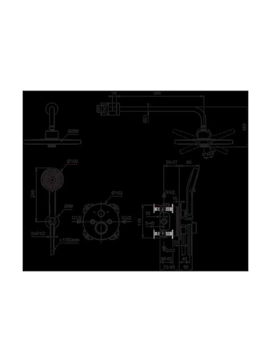 Ideal Standard Eingebaute Mischbatterie, Telefon & Duschkopf-Set für Dusche Silber