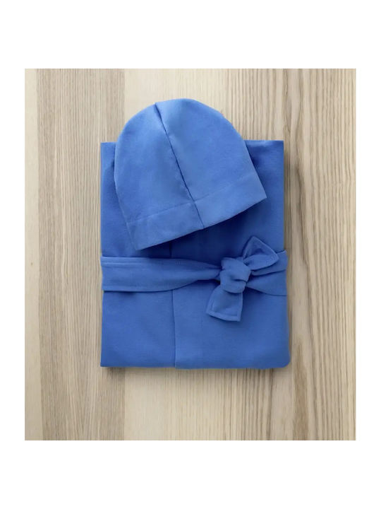 Nima Kinderbademantel Blau mit Kapuzen-