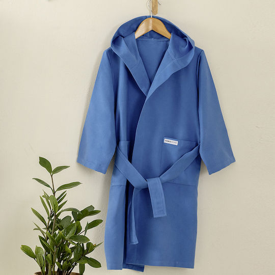 Nima Kinderbademantel Blau mit Kapuzen-