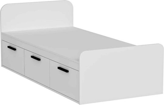 Stewehome Pat Single Alb cu Spațiu de Stocare Fără Saltea 193.6×91×50cm