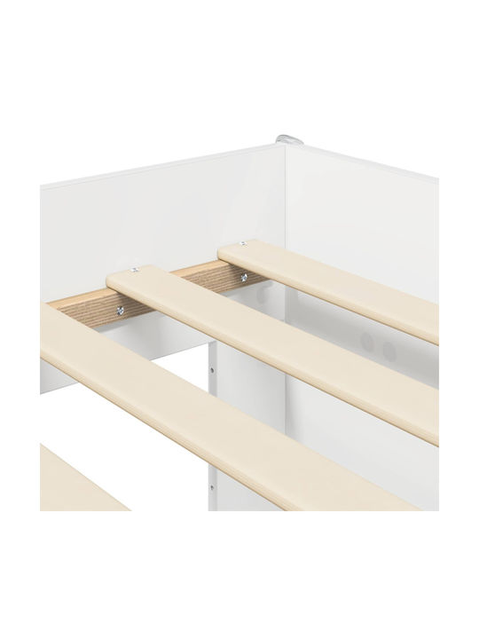 Kinderbett Einzel mit Schreibtisch Weiß für Matratze 80x200cm